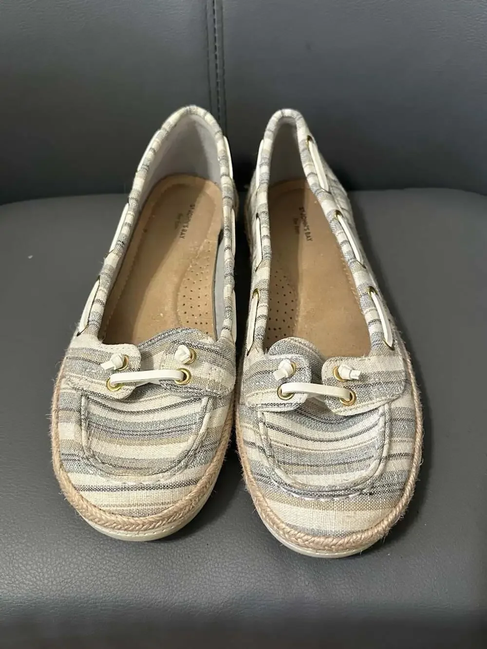 St. John's Bay Flex Form Striped Espadrille Boat Shoes Slip On Size 9